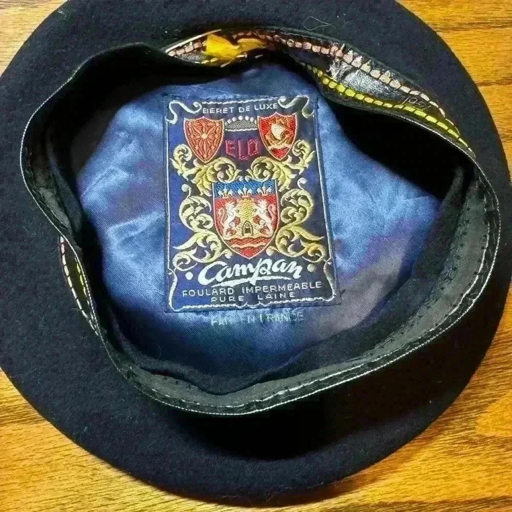 VTG BERET DELUXE ELO WOOL CAMPAN FOULARD SZ 57